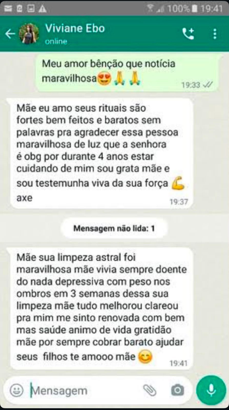 Depoimento WhatsApp Jussara